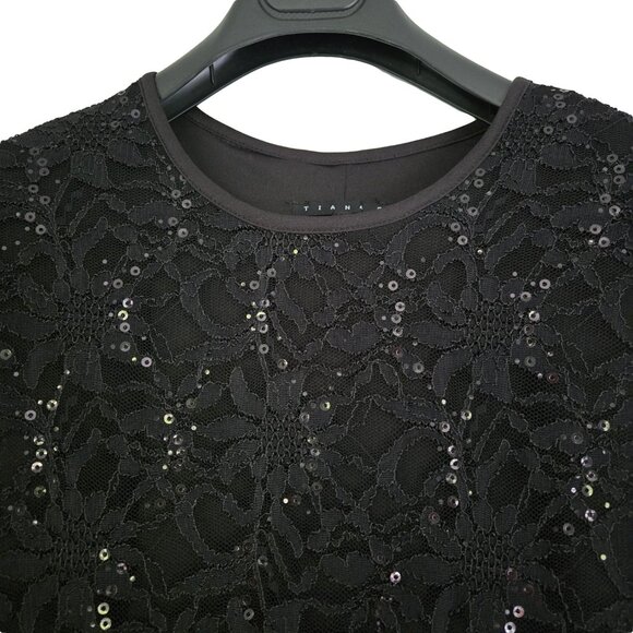 TIANA B Fancy Black Lace Sequined Cocktail Dress 12 - Picture 2 of 5